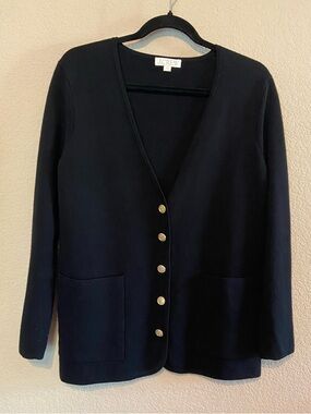 J.CREW Giselle V-neck Blazer Sweater Women's Sz XS Black Oversized wool blend